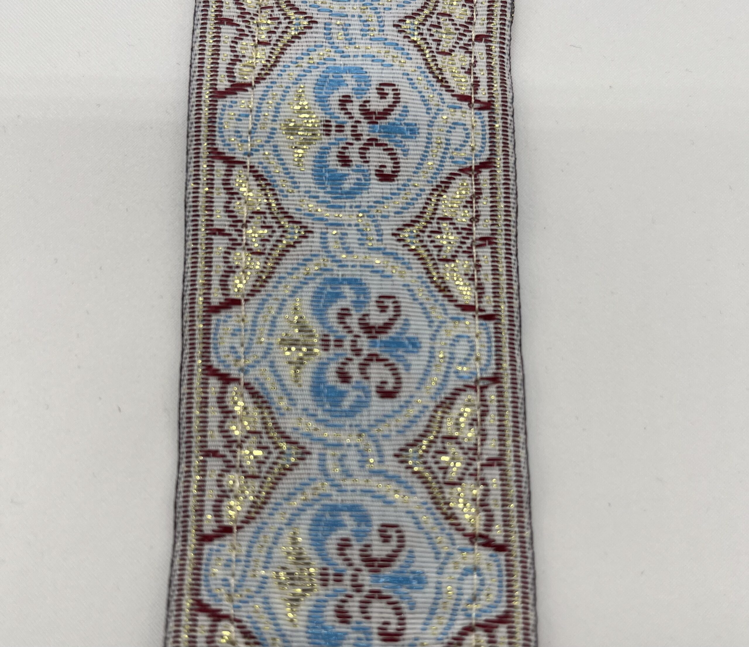 Ornament Weiß, Hellblau Braun, Gold